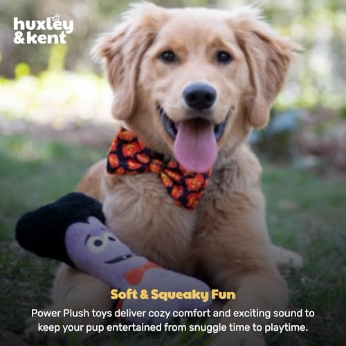 Huxley & Kent Halloween Funny Dog Toy w/Squeaker – Power Plush Squeaky Dog Toys for Small, Medium & Large Dogs – Soft Stuffed Animal for Indoor Play & Fetch - Dracula Bone, One Size