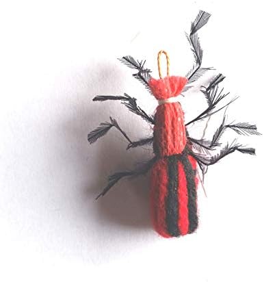 2 Inch Handmade Cat Toy Teaser Beetle (1, Red, with Wand)