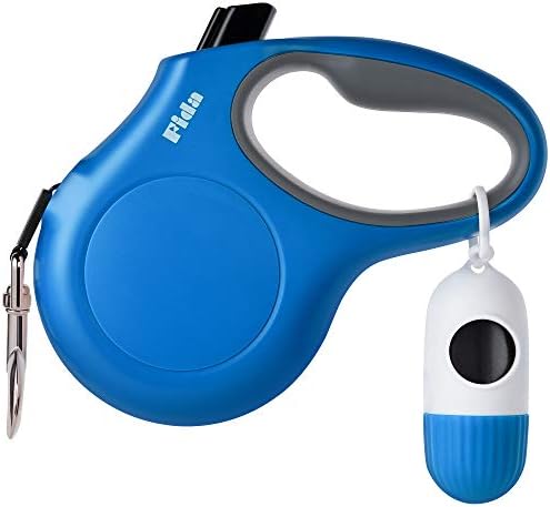 Fida Retractable Dog Leash with Dispenser and Poop Bags, 16 ft, Blue
