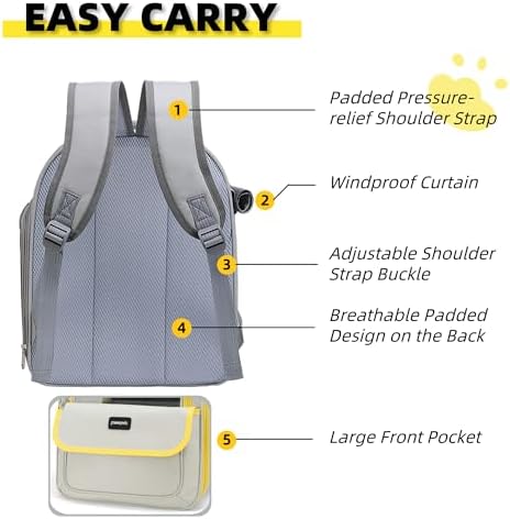 Cat Backpack Carrier for Travel & Hiking - Large Space, Durable & Breathable Pet Carrier for Cats & Small Dogs - Anti-Scratch, Escape-Proof Design (Yellow, Large)