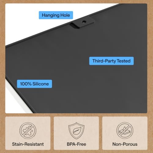 GORILLA GRIP Cat Litter Box Mat, Dual Layer Silicone Tray, 35x23, Black