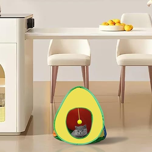 Andiker Cat Tent with a PlushBall, Colorful Foldable Polyester Cat Play Tents Match with Most Cat Tubes for Indoor Cats Game, Sleep, 3 Holes Convenient Kitten Nest for Indoor Kitten, Rabbit(Tent S)