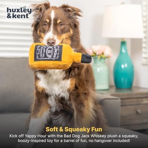 Huxley & Kent Power Plush Squeaky Dog Toy, Bad Dog Jack's Whiskey, Small