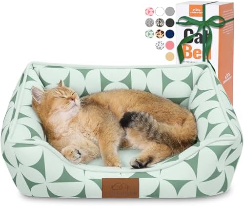 Zerbuger 20in Green Pattern Rectangle Cat Dog Bed Machine Washable Sofa