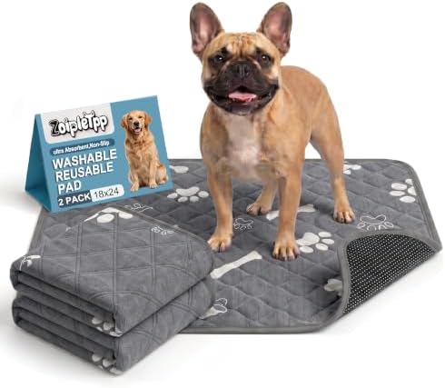 Washable & Reusable Pee Pads for Dogs (Light Grey,18x24,2 Packs)