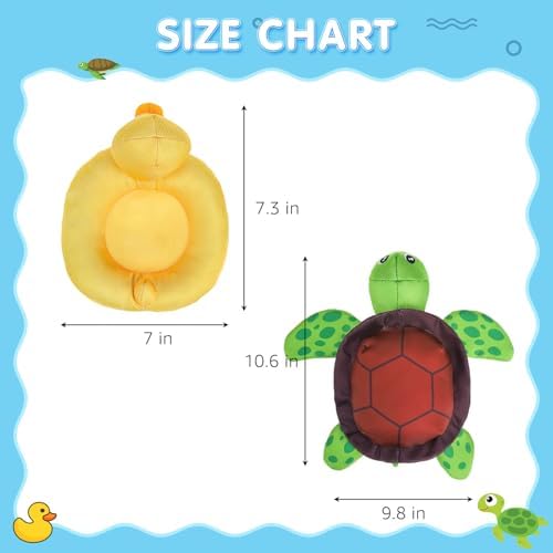 SCENEREAL Floating Dog Pool Toys for Water Fetch, 2 Pack Ducks & Turtles Squeaky Dog Toys for Training, Interactive Summer Outdoor, Cute Pet Chew Toys for Large Medium Small Dogs