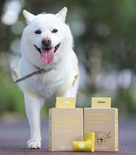 Deo Doo Compostable Dog Poop Bags with Handles 144 Bags, Unscented