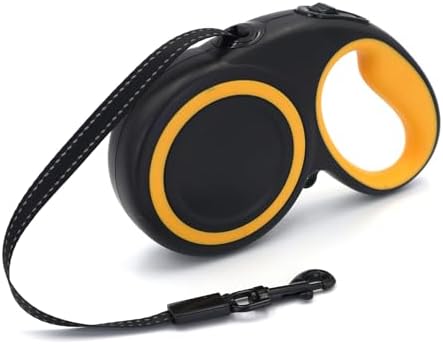 10-16FT,66LBS,Highly Reflective Retractable Dog Leash, M-Black