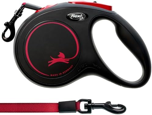 FLEXI® New Classic Tape Retractable Dog Leash, Medium 16ft -Black Red