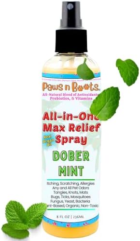 All-in-One Max Relief Spray - 100% Natural, Organic, & Plant-Based. Dry Shampoo, Deodorize, Detangle, Repel. Fast Relief Itching & Inflammation. Safe to Use on All Surfaces & Pets. Tear-Free. Mint
