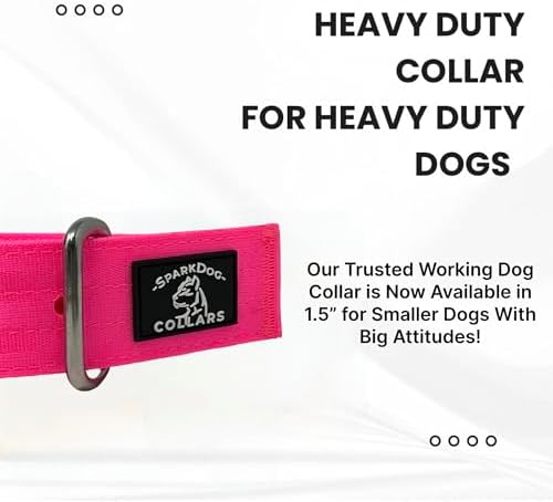 SparkDog 1.5” Working Dog Collar – Heavy Duty, Fits 13-19” Hot Pink, 1.5"