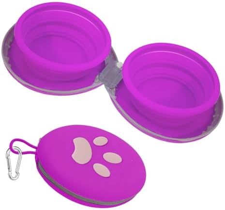 2-in-1 Collapsible Dog Travel Bowl Portable Silicone Carabiner