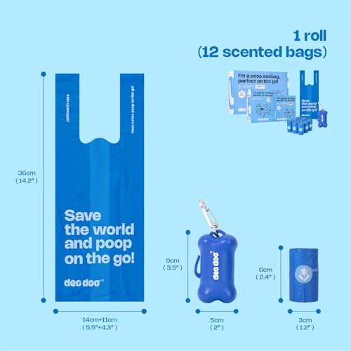 Deo Doo Dog Poop Bags with Handles & Holder, 9 Rolls 108 Count, Iris Scent