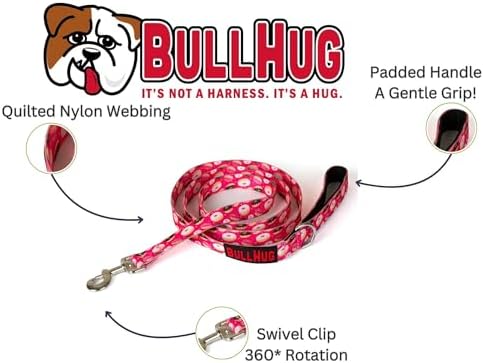 BULLHUG 6 FT Bulldog Leash with Padded Handle. Perfect for Bulldogs, French Bulldogs, Pugs & All Breeds. Leashes for Walking, Training Lead for Bulldogs (Donut)