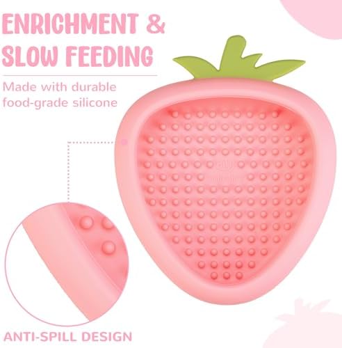 Freeze Dog Lick Bowl, Animire Non-Slip Slow Feeder Lick Mat for Dogs, Silicone Dog Enrichment Bowl for Distraction Anxiety Relief Boredom, BPA Free, Dishwasher Safe(Pink,L)