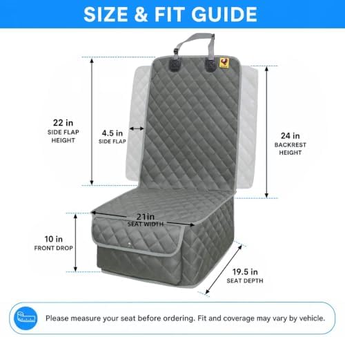 Bark Lover Car Seat Covers Front Seats,Car Seat Protector for Dogs,Scratch-Proof Dog Car Seat Cover,Universal Fit for Cars Trucks SUVs(Grey,1 Pack)