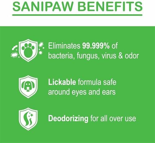 PawZ SaniPaw Dog Paw Cleaner and Odor Eliminator Spray, 8 Oz Paw Sanitizer and Dog Repellent Spray, 2 Pack