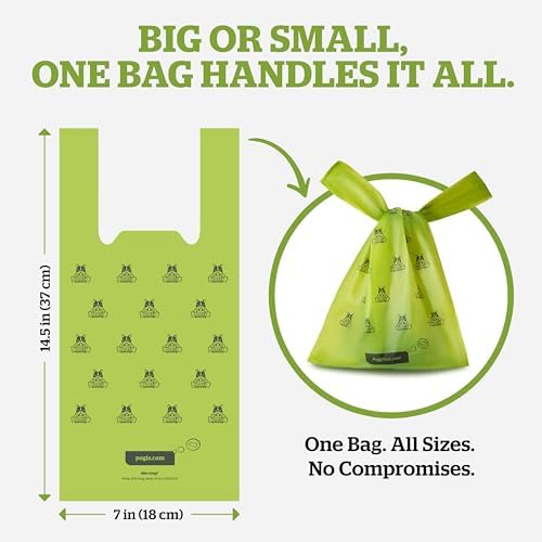 Pogi's Dog Poop Bags with Handles, Unscented, 900 Large Bags, Extra Thick