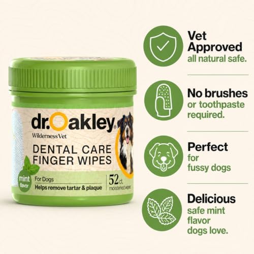 Dr. Oakley Dog Dental Wipes Finger Dental Care - Mint Flavor