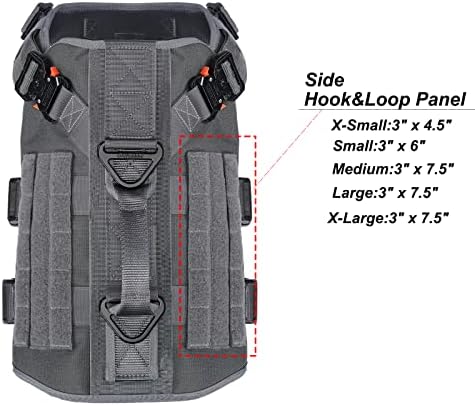 ICEFANG No Pull Tactical Dog Harness for Large Dogs,Adjustable Dog Vest