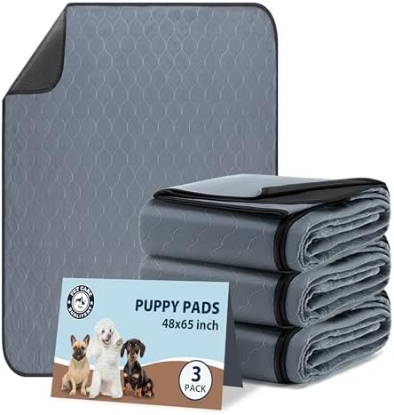 Bunlitent Reusable Puppy Pads 48" x 65", 3 Pack, Grey, Whelping pad