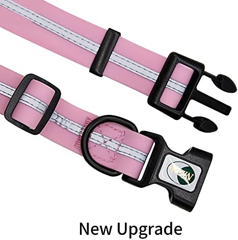 Nimble Reflective Waterproof Dog Collar Adjustable Odor Resistant Easy Clean Pet Collar for Small Medium Large Dogs Night Walking Outdoor Rainy Use (Small (9.45”-14.17”inches), Lavender)