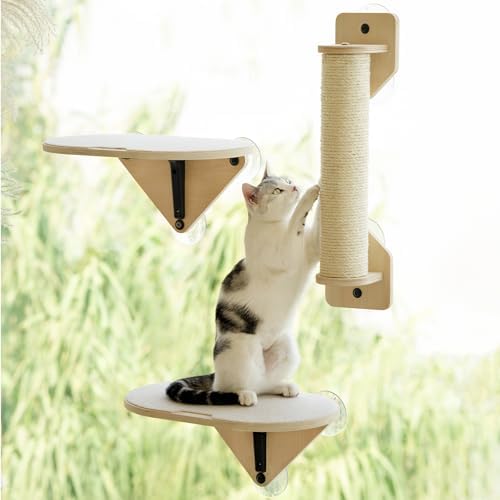 EDAGNY Cat Window Perch Cat Platform Scratching Sturdy for Climbing, 3 Pcs