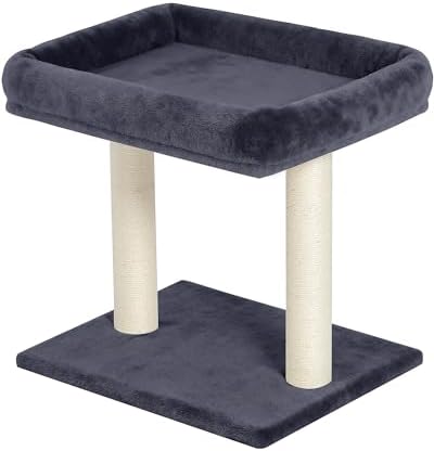 19" Small Cat Tree with Scratching Post for Indoor Cats with Perch