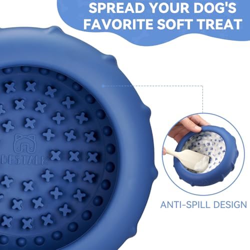 Dog Lick Bowl, Bestalk Wobbly Freeze Bowl Enrichment Feeder for Dogs, Anxiety Relief Lick Mat Puzzle Toy for Distraction, BPA Free Silicone, Dishwasher Safe(Dark Blue,S)