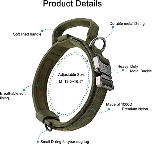 Tactical Dog Collar and Leash Set with Handle for Medium Dogs