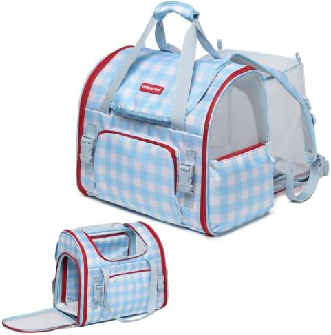 Pet Backpack Carrier for Small Dogs Medium Cats, Puppies,Breathable and Collapsible Design, Portable Travel Bag for Bearded Dragon,Rabbit Cage (Blue, Small)