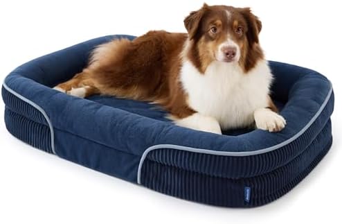 Bedsure LPlus 360°Oval Bolster Orthopedic Dog Beds Large Sized Dog,38" Blue