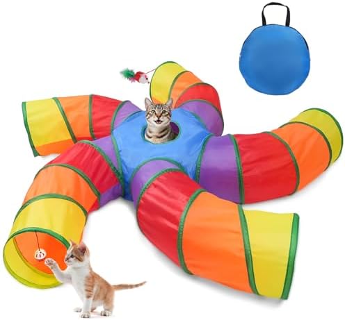 Joytale Cat Tunnel for Multiple Cats, 5-Way Indoor Tube Toy to Chase & Hide