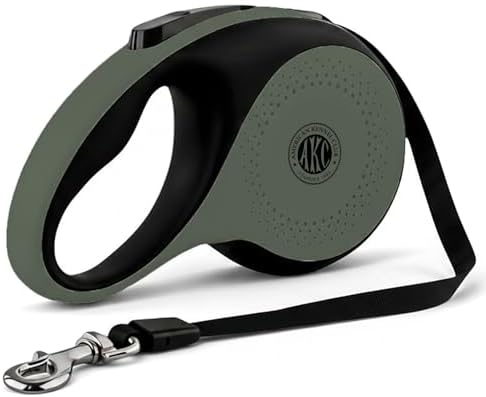 American Kennel Club Retractable Dog Leash, 16.4ft, Tangle-Free, Ergonomic Grip, One-Hand Brake, for Medium & Large Dogs up to 66 lbs, Green