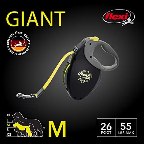 FLEXI® Giant Tape Retractable Dog Leash, Medium, 26 ft - Black