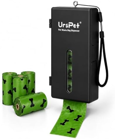 URSPET Dog Poop Bag Dispenser with 4 Rolls, Wall Mount Pet Waste Holder