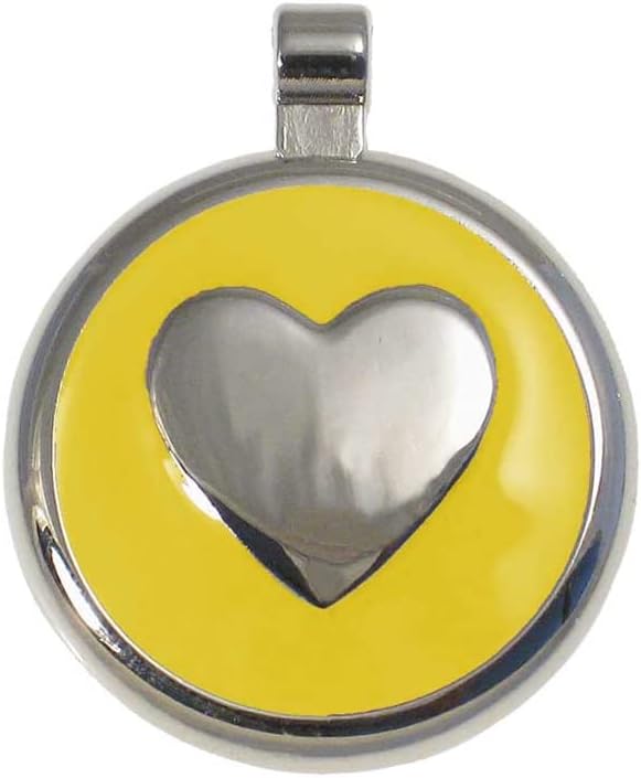LuckyPet Heart Jewelry Pet ID Tag for Cats and Dogs, Personalized Engraving on The Back Side, Small Yellow Heart