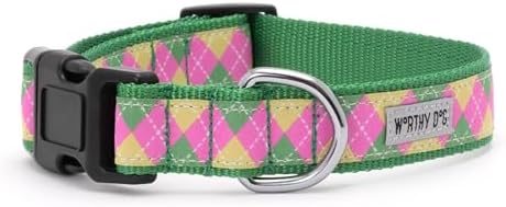 THE WORTHY DOG Summer Print, Adjustable Dog Collar, Large Dogs, Argyle