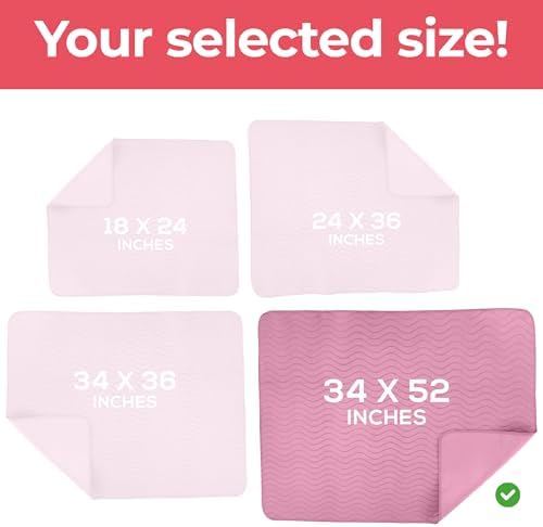 4 Pack Waterproof Reusable Heavy Absorbency Incontinence Bed Pads 34"x52"
