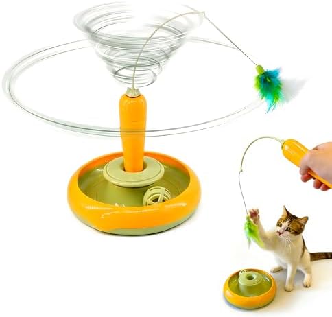 Detachable Interactive Cat Toy | Handheld Teaser Wand/Floor Play Dual-Use, Indoor Cat Toy