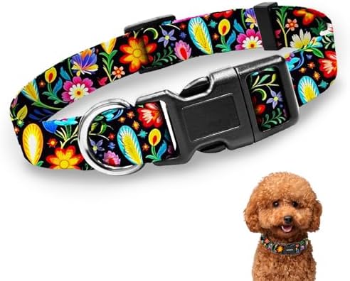 Kazazoo Dog Collar Cute and Soft Nylon Puppy Collar for Boy and Girl Dogs, Collar para Perros,Adjustable Dog Collars for Small Dogs, Tropical-S