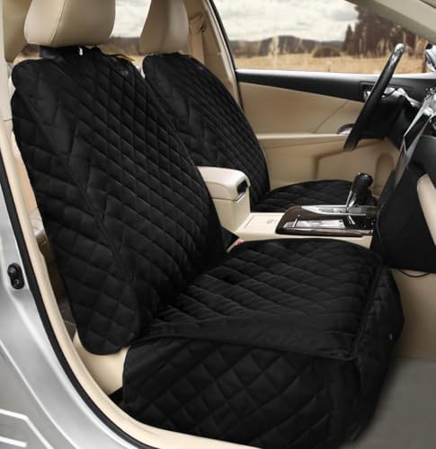 Bark Lover Deluxe Dog Seat Cover for Front Seat-More Durable Spill-Resistant Front Seat Protector, High Heat Resistant and Nonslip Front Seat Cover for Dogs Kids, Universal Size (Black, 2 Pack)