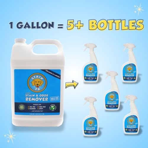 Pet Stain & Odor Remover – Professional Strength Carpet, Upholstery & Rug Cleaner for Dog & Cat Urine, Feces, Vomit, Coffee & Wine – Multi-Surface Odor Eliminator (1 Gallon)