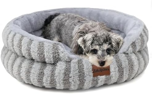 Washable Round Cat Bed Soft Corduroy Fleece Puppy Bed