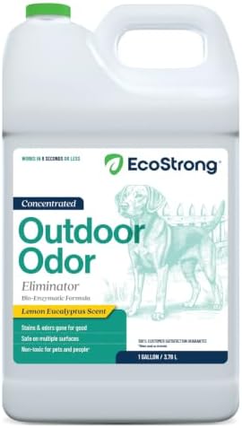 Eco Strong Outdoor Odor Eliminator Outside Dog Urine Enzyme Cleaner Powerful Pet, Cat, Animal Scent Deodorizer | Professional Strength for Yard, Turf, Kennels, Patios, Decks (128 OZ)