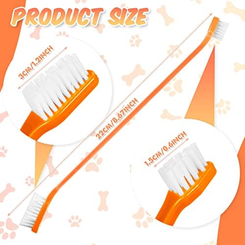 Potchen 100 Count Dog Toothbrush Bulk Dual Headed Pet Toothbrush Kit Soft Bristles Long Handle Double Sided for Dog Grooming Puppy Pet Large Small Teeth Cleaning Dental Oral Care, 10 Color