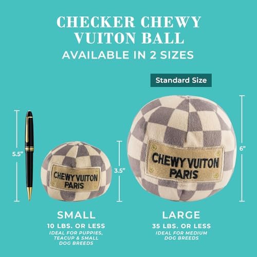 Haute Diggity Dog Chewy Vuiton Ball Plush Dog Toy, Designer Parody Toy