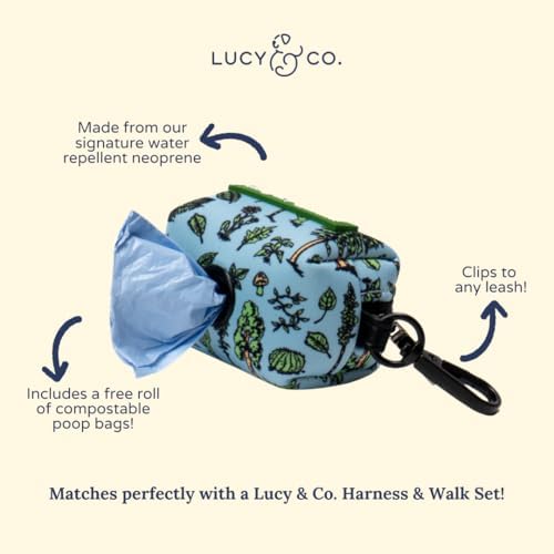 Lucy & Co. x Parks Project Feel the Earth Breath Dog Poop Bag Holder and Dispenser, Clips to Leash, Water-Repellent Neoprene, Includes Refill Roll