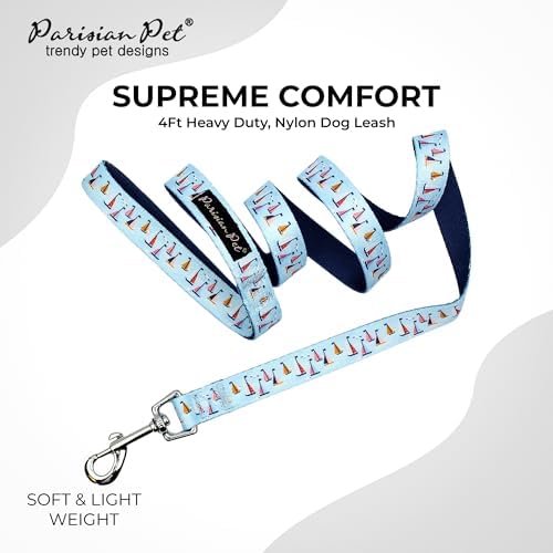 Parisian Pet Sail Boat Dog Leash - Nylon Heavy Duty Training Blue Leashes for Dogs with Comfortable Handle - Strong Metal Clip 4Ft Puppy Leash - Durable Chew Proof Leashes for Small and Medium Dogs