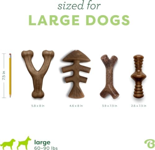 Benebone Large 4-Pack Dog Toys for Aggressive Chewers – Under 90 lbs